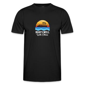 Pontoon Boat Boat Boats - Men's Functional T-Shirt - black - Front - AI Model Male 178 dark (178cm)