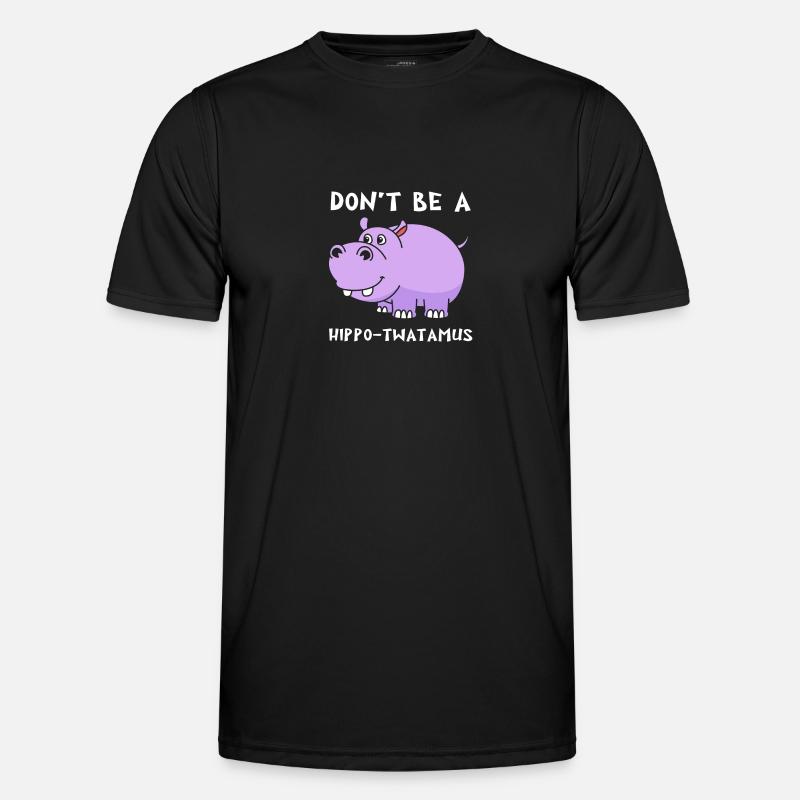Nilpferd - Männer Funktions-T-Shirt - Schwarz