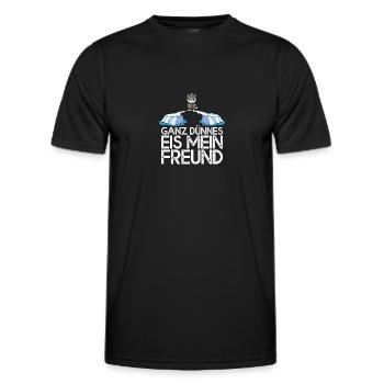 Ganz dünnes Eis mein Freund Katze Eisscholle - Männer Funktions-T-Shirt - Schwarz - Vorne - AI Model Male 178 dark (178cm)