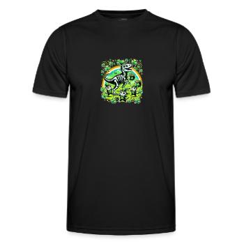 Katze Armee Dino St. Patrick's Day Kleeblätter - Männer Funktions-T-Shirt - Schwarz - Vorne - AI Model Male 178 dark (178cm)