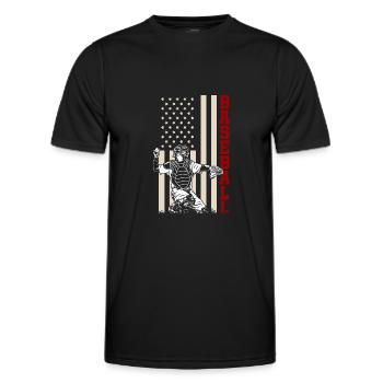 American Flag Baseball Catcher US Sportsman - Men's Functional T-Shirt - black - Front - AI Model Male 178 dark (178cm)