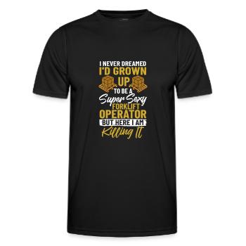 Conducteur de chariot élévateur Élévateur - T-shirt sport Homme - noir - Devant - AI Model Male 178 dark (178cm)
