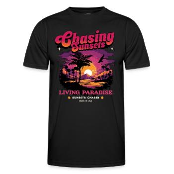 Sonnenuntergang Paradies Statement Retro - Männer Funktions-T-Shirt - Schwarz - Vorne - AI Model Male 178 dark (178cm)