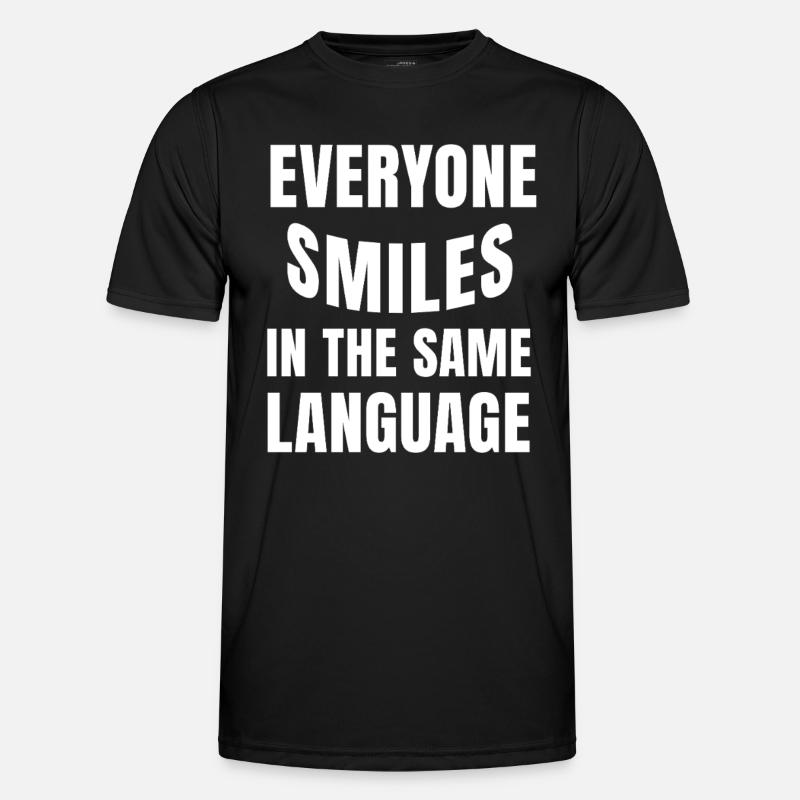 Smiling connects statement humanity - Men's Functional T-Shirt - black