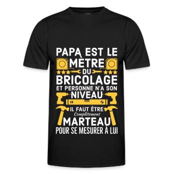 Humour papa bricoleur - T-shirt sport Homme - noir - Devant - AI Model Male 178 dark (178cm)