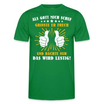 Lustig Sprüche Gott Grinste - Männer Funktions-T-Shirt - Kelly Green - Vorne - AI Model Male 178 dark (178cm)