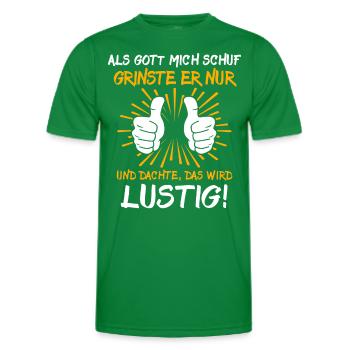 Ironische Sprüche Humor Gott Grinste - Männer Funktions-T-Shirt - Kelly Green - Vorne - AI Model Male 178 dark (178cm)