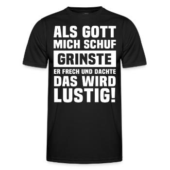 Ironische Sprüche Humor Gott - Männer Funktions-T-Shirt - Schwarz - Vorne - AI Model Male 178 dark (178cm)