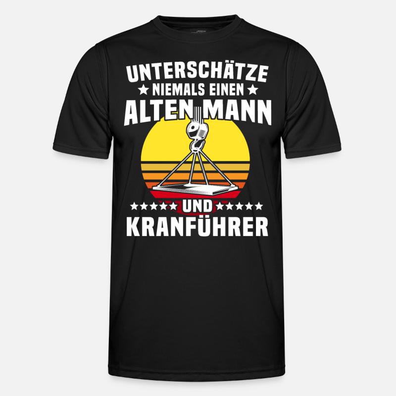 Kranführer Kranfahrer Kran - Männer Funktions-T-Shirt - Schwarz