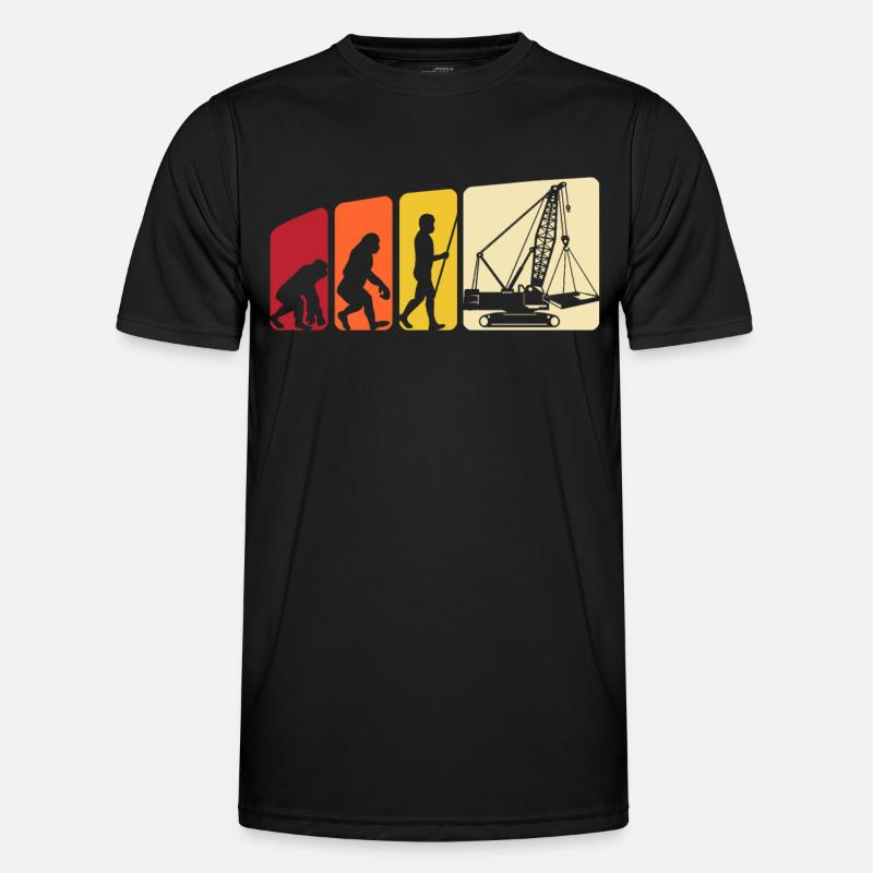 Kranführer Evolution Kranfahrer - Männer Funktions-T-Shirt - Schwarz