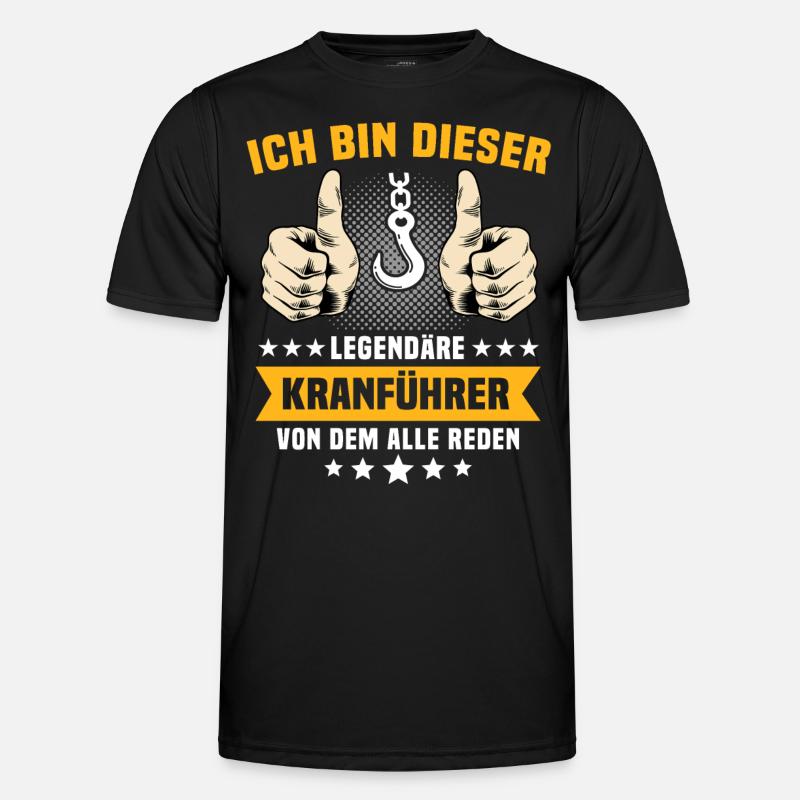 Kranfahrer Legende Kranführer Kran - Männer Funktions-T-Shirt - Schwarz