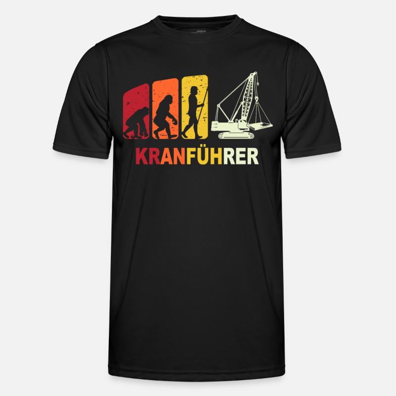 Kranfahrer Evolution Kranführer Kran - Männer Funktions-T-Shirt - Schwarz