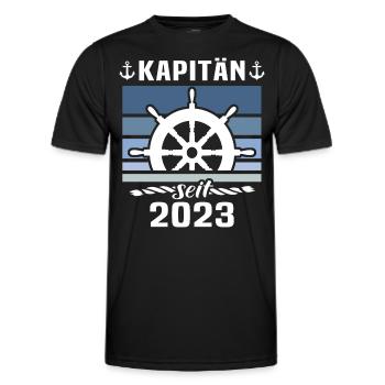 Kapitän 2023 Bootsführerschein Boot - Männer Funktions-T-Shirt - Schwarz - Vorne - AI Model Male 178 dark (178cm)
