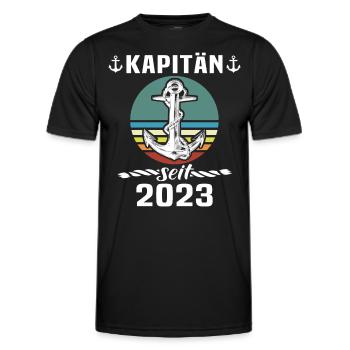 Kapitän 2023 Bootsführerschein Boot - Männer Funktions-T-Shirt - Schwarz - Vorne - AI Model Male 178 dark (178cm)