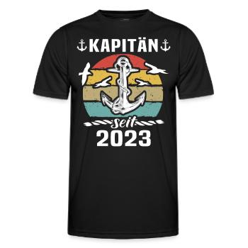 Kapitän 2023 Bootsführerschein Boot - Männer Funktions-T-Shirt - Schwarz - Vorne - AI Model Male 178 dark (178cm)