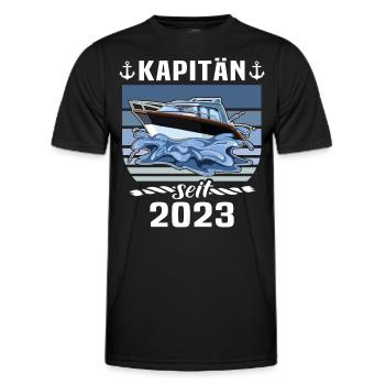 Kapitän 2023 Bootsführerschein Boot - Männer Funktions-T-Shirt - Schwarz - Vorne - AI Model Male 178 dark (178cm)