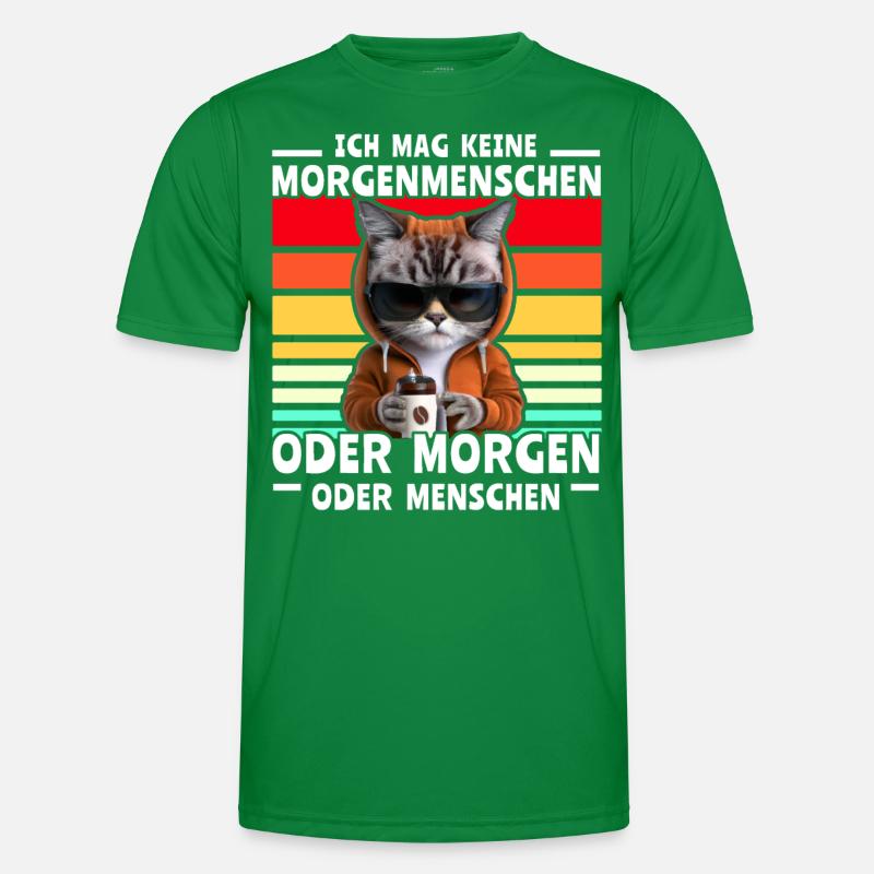 Kaffee Katze Spruch Morgenmenschen Männer Funktions-T-Shirt