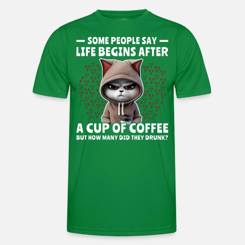 Kaffee Katze Kaffeetrinker Männer Funktions-T-Shirt