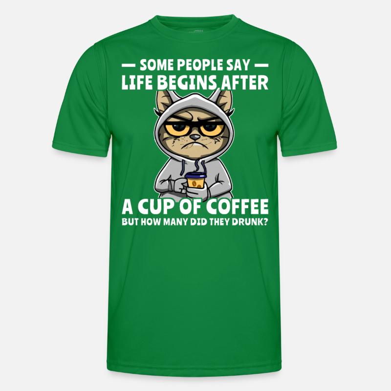 Kaffee Katze Kaffeetrinker Männer Funktions-T-Shirt