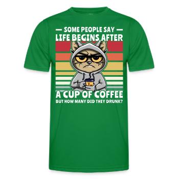 Retro Katze Kaffee - Männer Funktions-T-Shirt - Kelly Green - Vorne - AI Model Male 178 dark (178cm)
