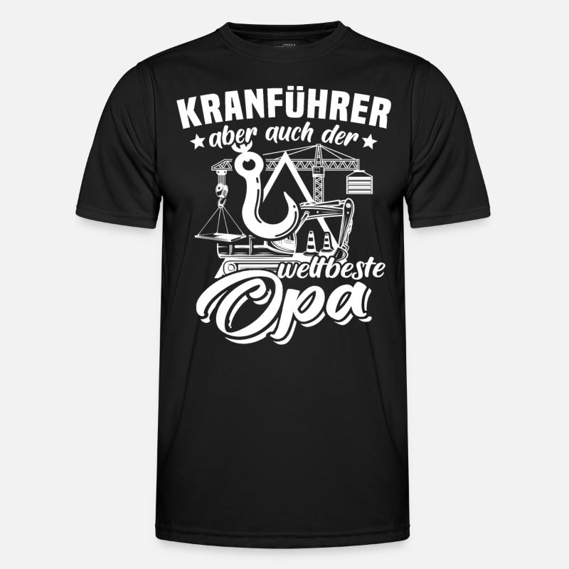 Kranfahrer Opa Kran - Männer Funktions-T-Shirt - Schwarz