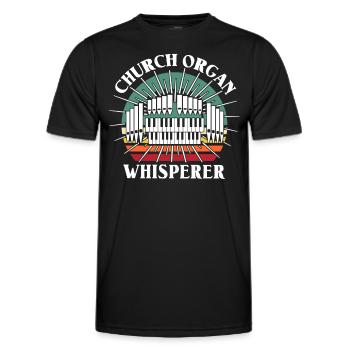 Church organist, organist, church organ - Men's Functional T-Shirt - black - Front - AI Model Male 178 dark (178cm)