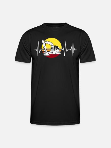 Bagger Herzlinie Baggerfahrer - Männer Funktions-T-Shirt - Schwarz