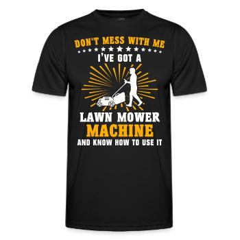 Lawn mower sayings lawn mowing - Men's Functional T-Shirt - black - Front - AI Model Male 178 dark (178cm)