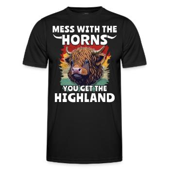 Highland cattle cattle - Men's Functional T-Shirt - black - Front - AI Model Male 178 dark (178cm)