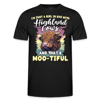 Highland Cattle Girl Cattle Cow - Men's Functional T-Shirt - black - Front - AI Model Male 178 dark (178cm)