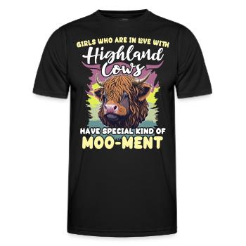 Highland Cattle Girl Cattle Cow - Men's Functional T-Shirt - black - Front - AI Model Male 178 dark (178cm)