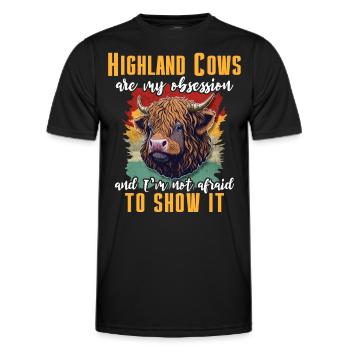 Highland Cattle Girl Cattle Cow - Men's Functional T-Shirt - black - Front - AI Model Male 178 dark (178cm)