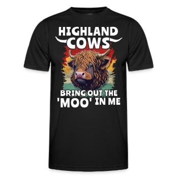 Highland Cattle Girl Cattle Cow - Men's Functional T-Shirt - black - Front - AI Model Male 178 dark (178cm)