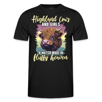 Highland Cattle Girl Cattle Cow - Men's Functional T-Shirt - black - Front - AI Model Male 178 dark (178cm)