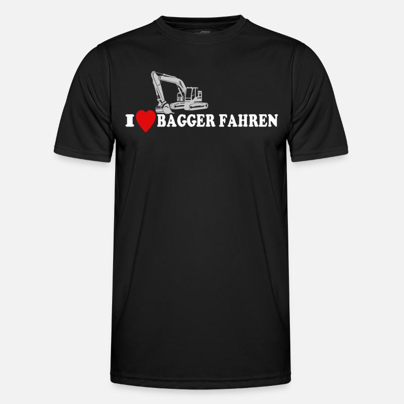 Bagger Ich Liebe Baggerfahrer - Männer Funktions-T-Shirt - Schwarz