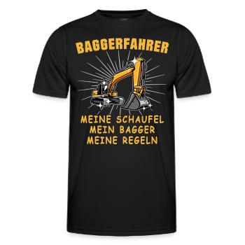 Bagger Baggerfahrer Baggern - Männer Funktions-T-Shirt - Schwarz - Vorne - AI Model Male 178 dark (178cm)