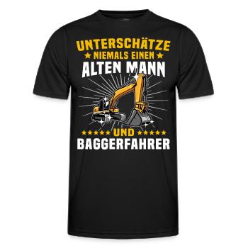 Bagger Baggerfahrer Baggern - Männer Funktions-T-Shirt - Schwarz - Vorne - AI Model Male 178 dark (178cm)