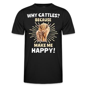 Highland cattle Happy Highland Cow - Men's Functional T-Shirt - black - Front - AI Model Male 178 dark (178cm)