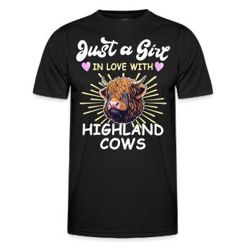 Highland Cattle Girl Highland Cow - Men's Functional T-Shirt - black - Front - AI Model Male 178 dark (178cm)