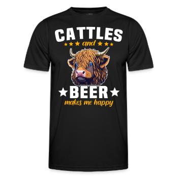 Highland Cattle Beer Highland Cow - Men's Functional T-Shirt - black - Front - AI Model Male 178 dark (178cm)