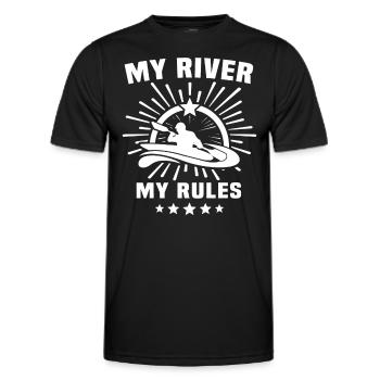 Kayaking Kayaker Kayak - Men's Functional T-Shirt - black - Front - AI Model Male 178 dark (178cm)