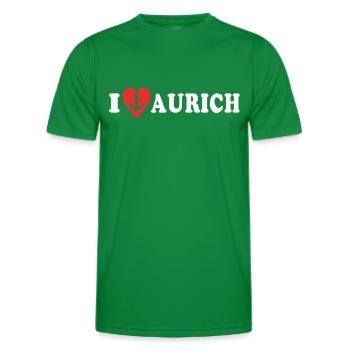 I Love Aurich Liebe - Men's Functional T-Shirt - kelly green - Front - AI Model Male 178 dark (178cm)