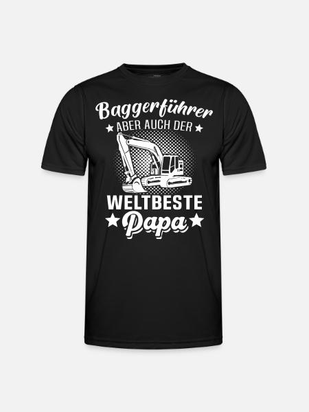 Bagger Papa Baggerfahrer - Männer Funktions-T-Shirt - Schwarz