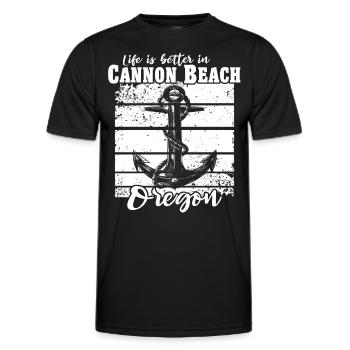 Cannon Beach OR - Men's Functional T-Shirt - black - Front - AI Model Male 178 dark (178cm)