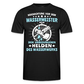 Wassermeister Sprüche Wasserversorgungstechniker - Männer Funktions-T-Shirt - Schwarz - Vorne - AI Model Male 178 dark (178cm)