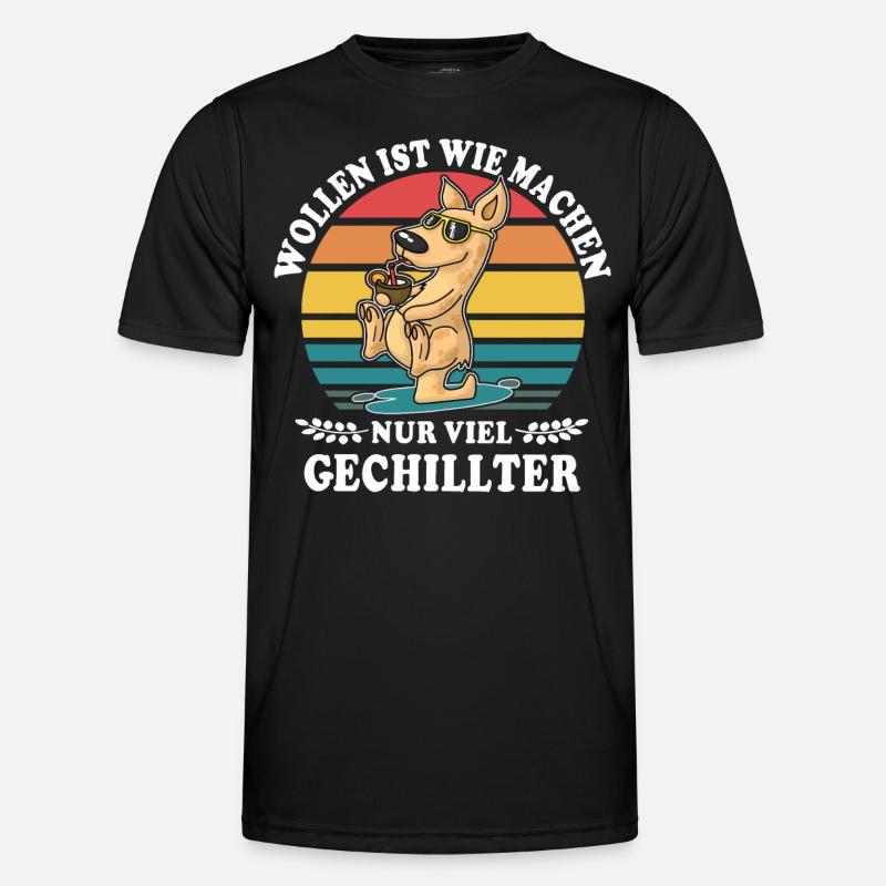 Känguru Chillen Wollen Machen - Männer Funktions-T-Shirt - Schwarz