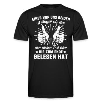 Einer von uns beiden ist Klüger Als Du - Männer Funktions-T-Shirt - Schwarz - Vorne - AI Model Male 178 dark (178cm)