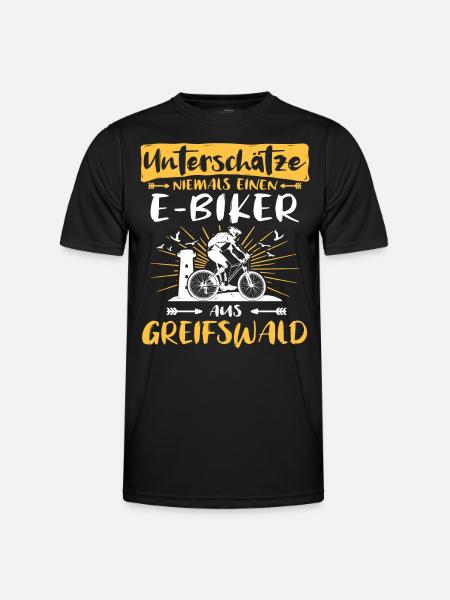 Ebike Greifswald Ebiking Greifswalder E-Biker - Männer Funktions-T-Shirt - Schwarz