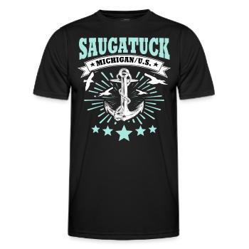 Saugatuck (Michigan) - T-shirt sport Homme - noir - Devant - AI Model Male 178 dark (178cm)