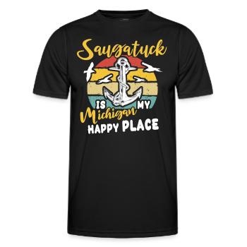 Saugatuck (Michigan) - T-shirt sport Homme - noir - Devant - AI Model Male 178 dark (178cm)